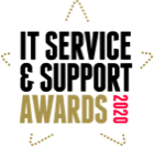 Logo design for the IT service and support awards 2020 with black, red and gold text